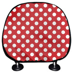 Red And White Polka Dot Pattern Print Car Headrest Covers