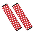 Red And White Polka Dot Pattern Print Car Seat Belt Covers