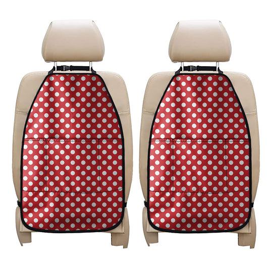 Red And White Polka Dot Pattern Print Car Seat Organizers