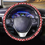 Red And White Polka Dot Pattern Print Car Steering Wheel Cover