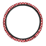 Red And White Polka Dot Pattern Print Car Steering Wheel Cover