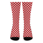 Red And White Polka Dot Pattern Print Crew Socks