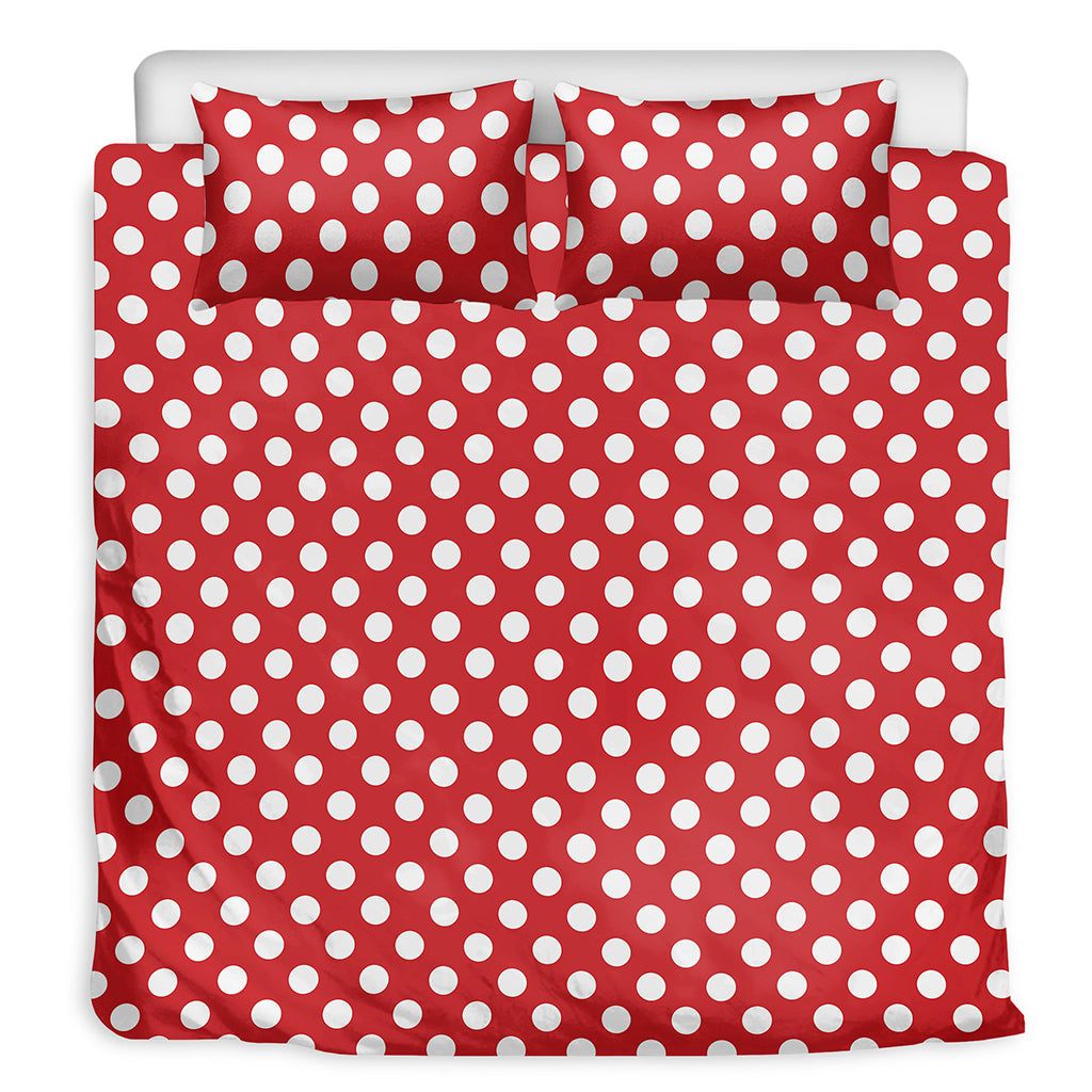 Red And White Polka Dot Pattern Print Duvet Cover Bedding Set