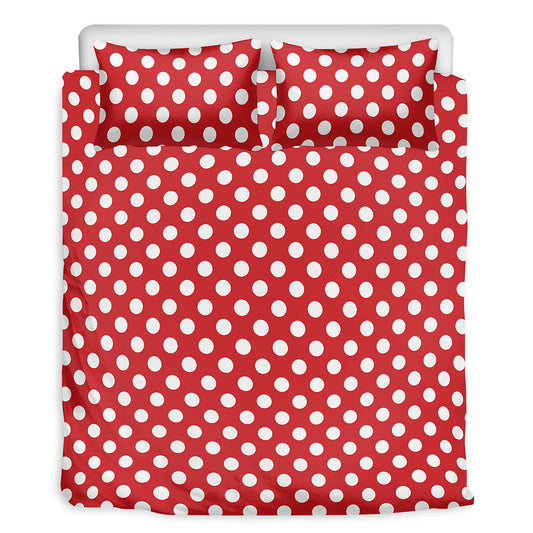 Red And White Polka Dot Pattern Print Duvet Cover Bedding Set
