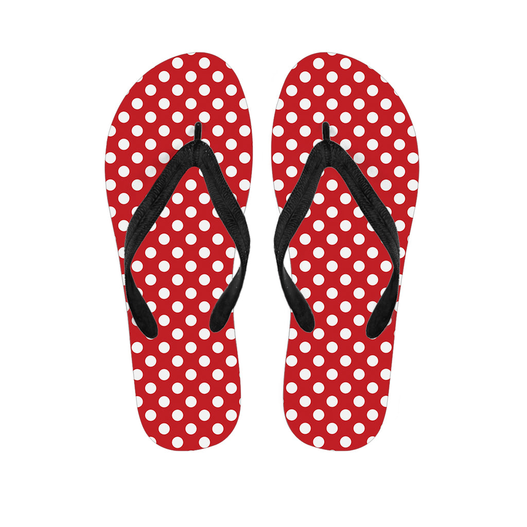 Red And White Polka Dot Pattern Print Flip Flops
