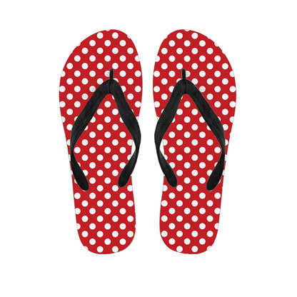 Red And White Polka Dot Pattern Print Flip Flops