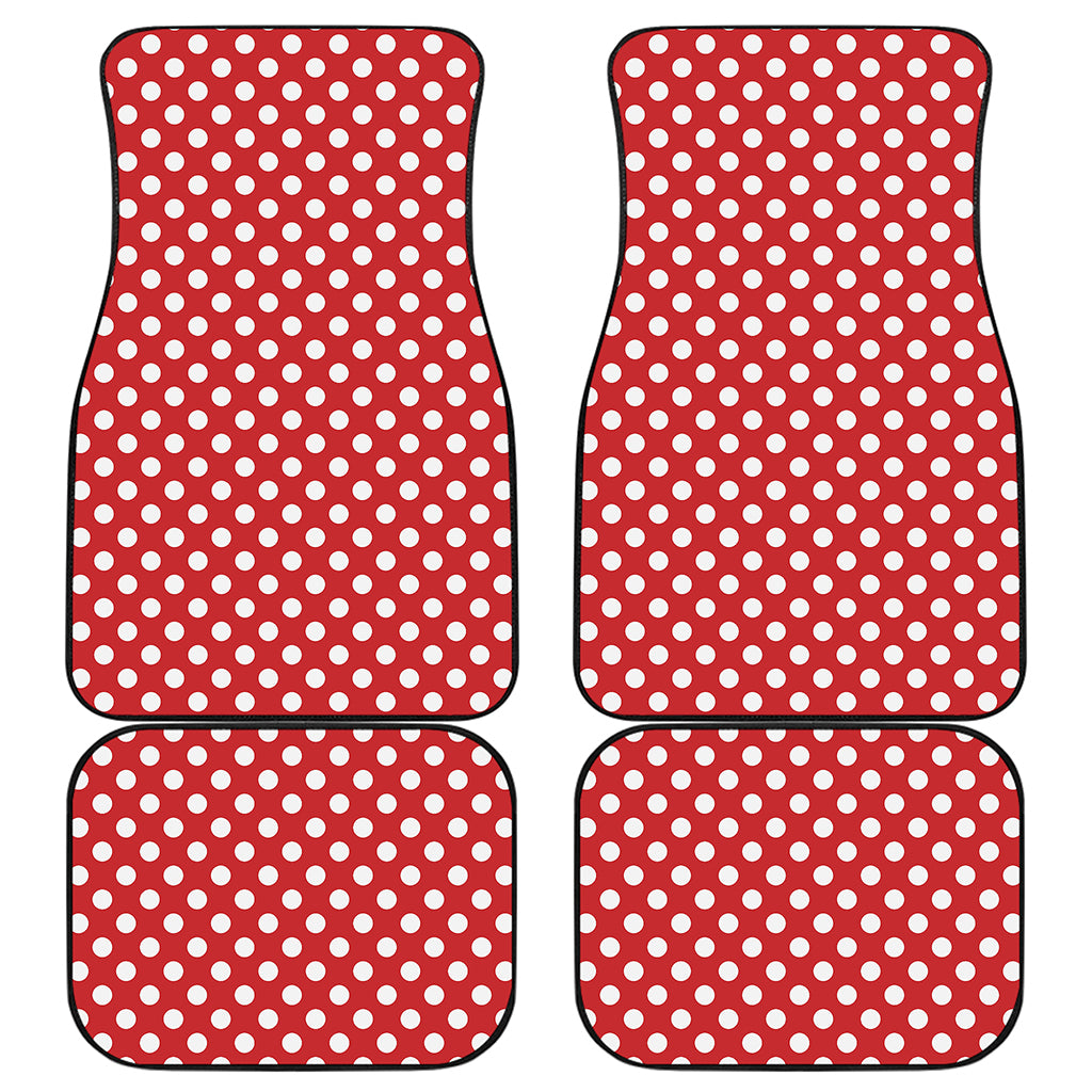 Red And White Polka Dot Pattern Print Front and Back Car Floor Mats