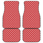 Red And White Polka Dot Pattern Print Front and Back Car Floor Mats