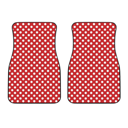 Red And White Polka Dot Pattern Print Front Car Floor Mats