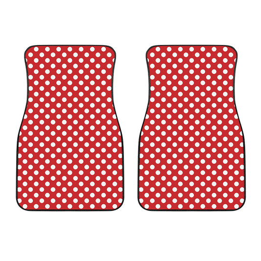 Red And White Polka Dot Pattern Print Front Car Floor Mats