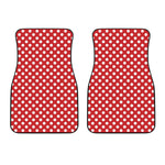 Red And White Polka Dot Pattern Print Front Car Floor Mats