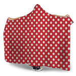 Red And White Polka Dot Pattern Print Hooded Blanket