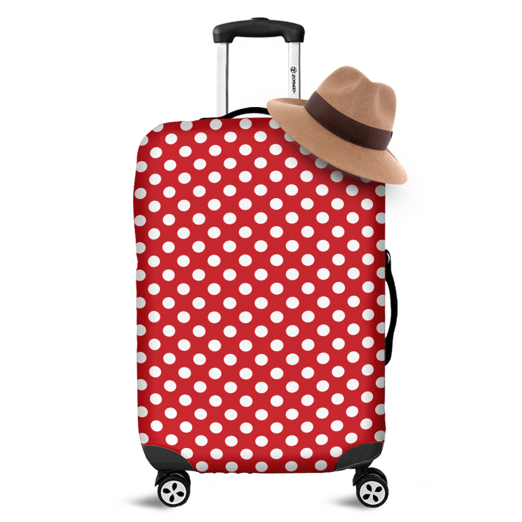 Red And White Polka Dot Pattern Print Luggage Cover