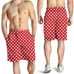Red And White Polka Dot Pattern Print Men's Shorts