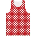 Red And White Polka Dot Pattern Print Men's Tank Top