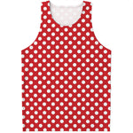 Red And White Polka Dot Pattern Print Men's Tank Top