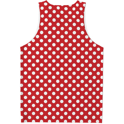 Red And White Polka Dot Pattern Print Men's Tank Top