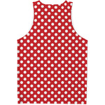 Red And White Polka Dot Pattern Print Men's Tank Top