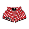 Red And White Polka Dot Pattern Print Muay Thai Boxing Shorts