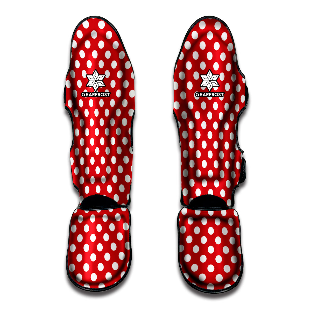 Red And White Polka Dot Pattern Print Muay Thai Shin Guard
