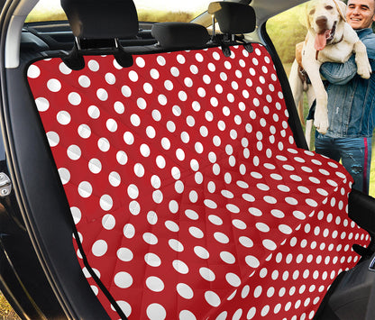 Red And White Polka Dot Pattern Print Pet Car Back Seat Cover