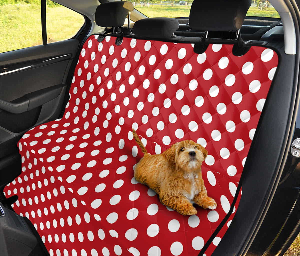 Red And White Polka Dot Pattern Print Pet Car Back Seat Cover
