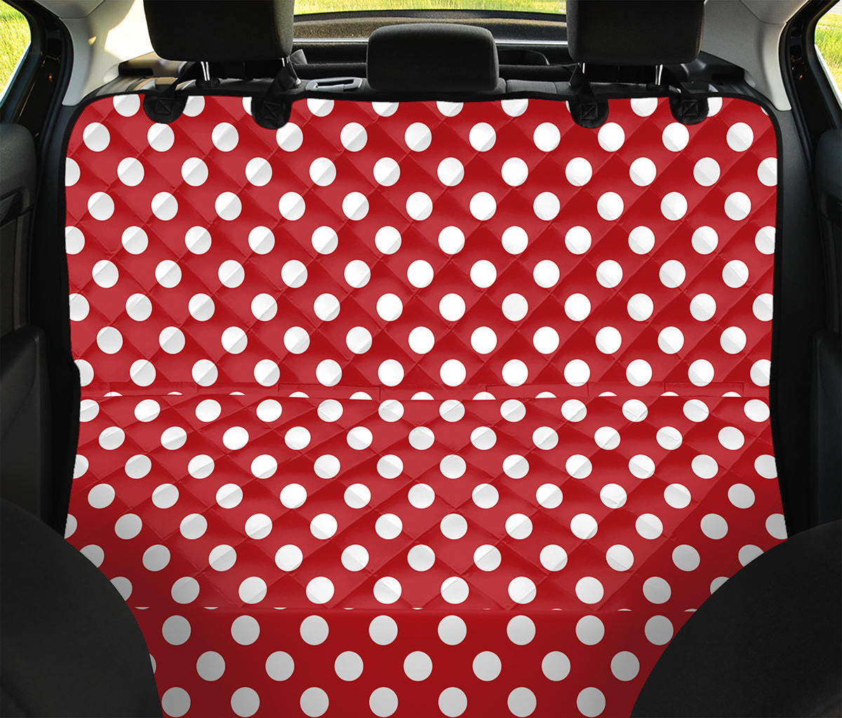 Red And White Polka Dot Pattern Print Pet Car Back Seat Cover