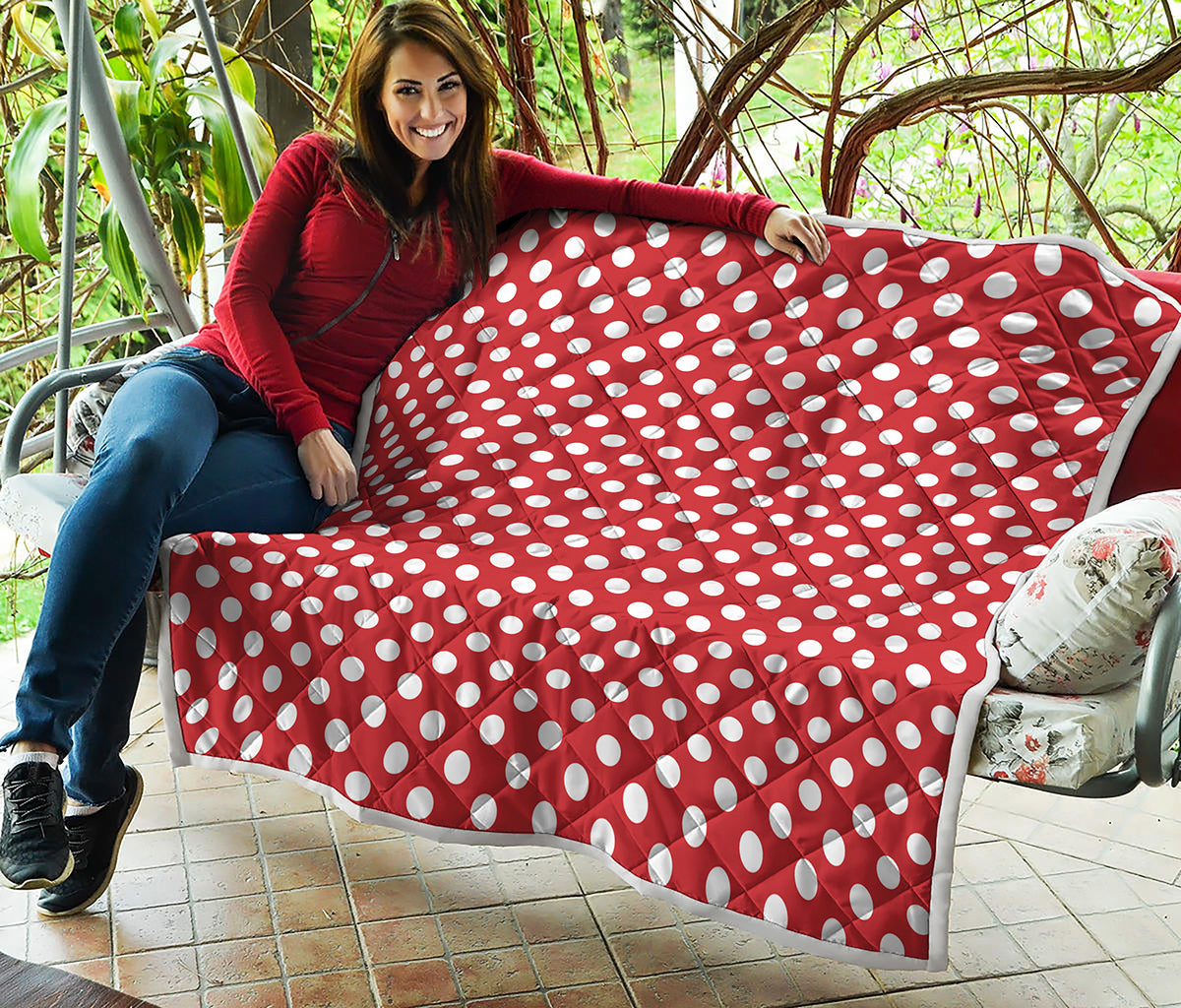 Red And White Polka Dot Pattern Print Quilt