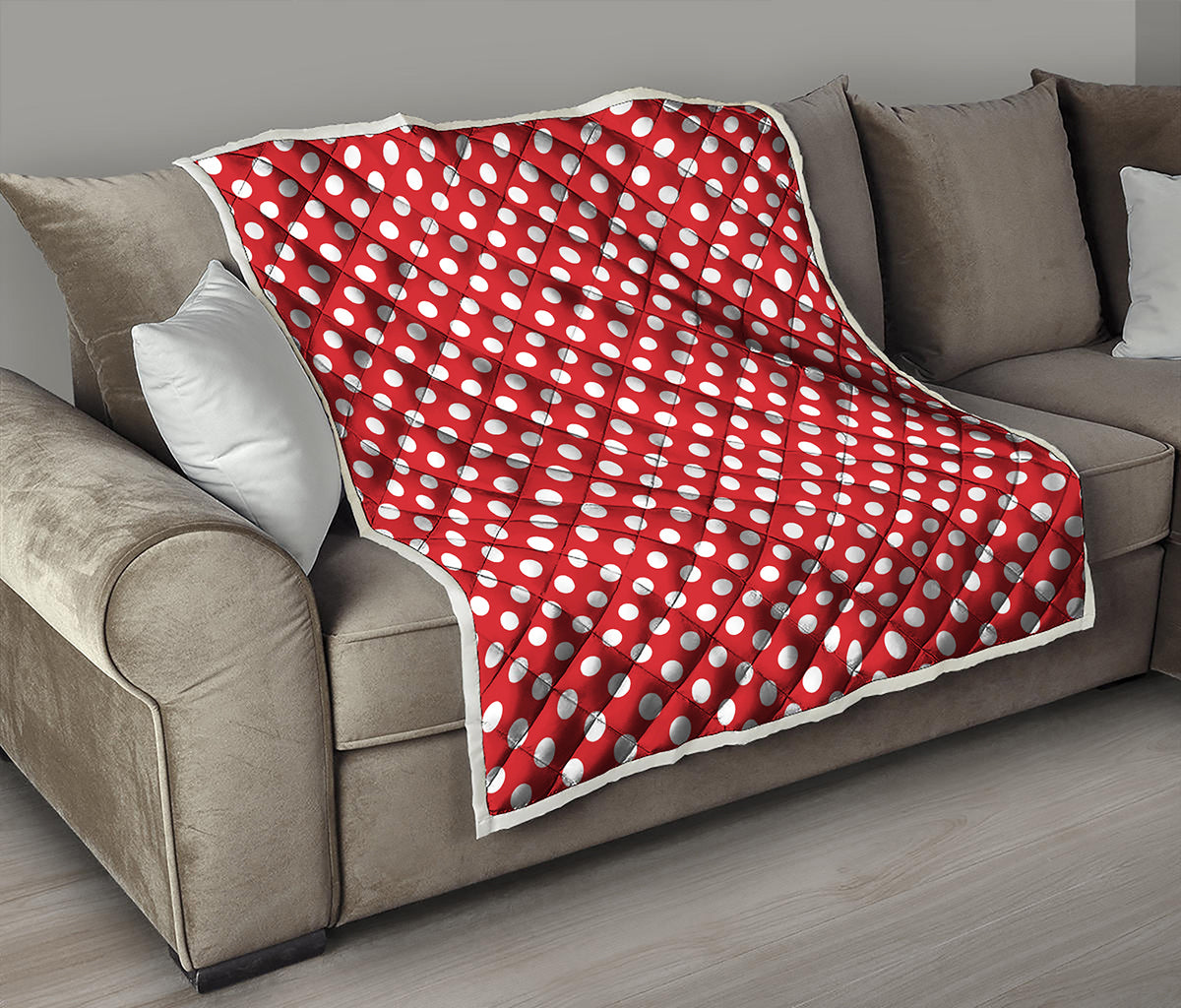 Red And White Polka Dot Pattern Print Quilt