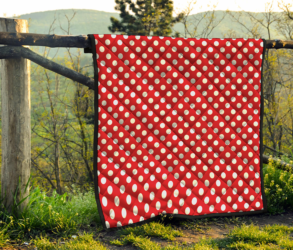 Red And White Polka Dot Pattern Print Quilt