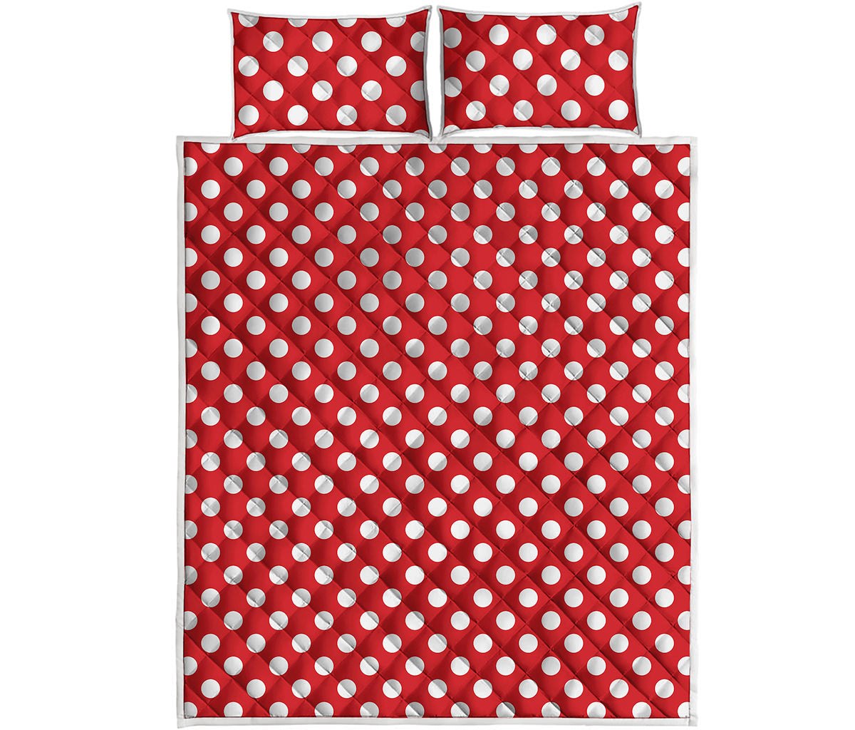 Red And White Polka Dot Pattern Print Quilt Bed Set