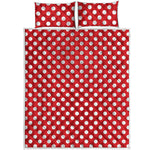Red And White Polka Dot Pattern Print Quilt Bed Set
