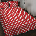Red And White Polka Dot Pattern Print Quilt Bed Set