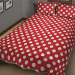 Red And White Polka Dot Pattern Print Quilt Bed Set