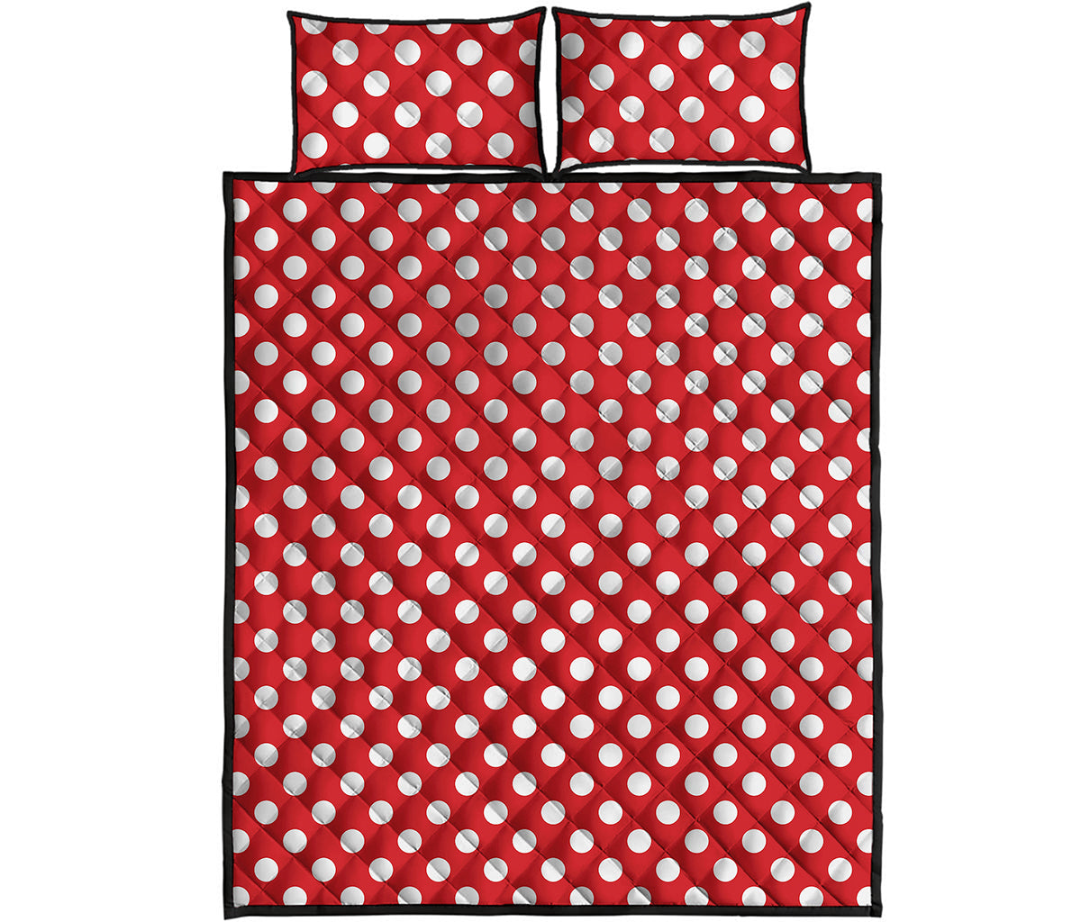Red And White Polka Dot Pattern Print Quilt Bed Set