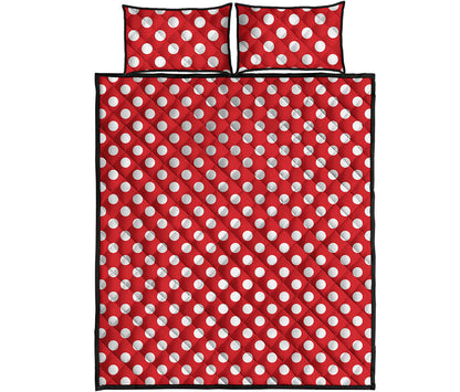 Red And White Polka Dot Pattern Print Quilt Bed Set