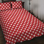 Red And White Polka Dot Pattern Print Quilt Bed Set