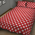 Red And White Polka Dot Pattern Print Quilt Bed Set