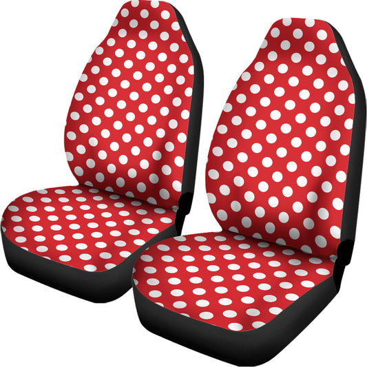 Red And White Polka Dot Pattern Print Universal Fit Car Seat Covers