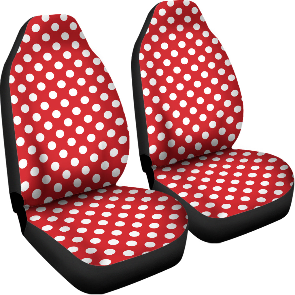 Red And White Polka Dot Pattern Print Universal Fit Car Seat Covers