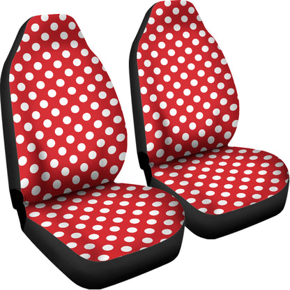 Red And White Polka Dot Pattern Print Universal Fit Car Seat Covers