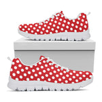 Red And White Polka Dot Pattern Print White Sneakers