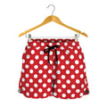 Red And White Polka Dot Pattern Print Women's Shorts