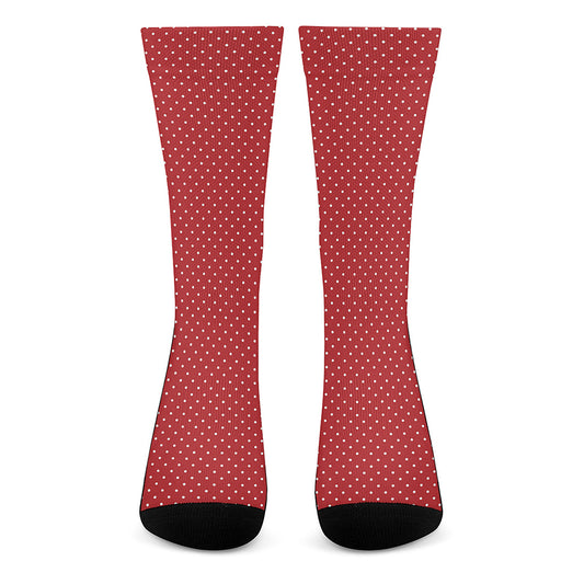 Red And White Polka Dot Print Crew Socks