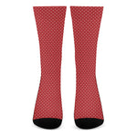 Red And White Polka Dot Print Crew Socks