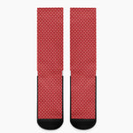 Red And White Polka Dot Print Crew Socks