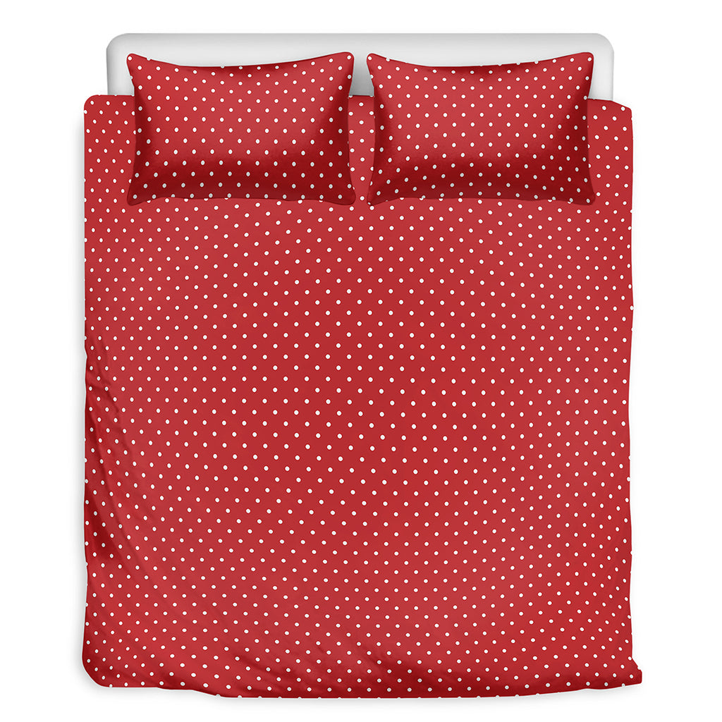Red And White Polka Dot Print Duvet Cover Bedding Set