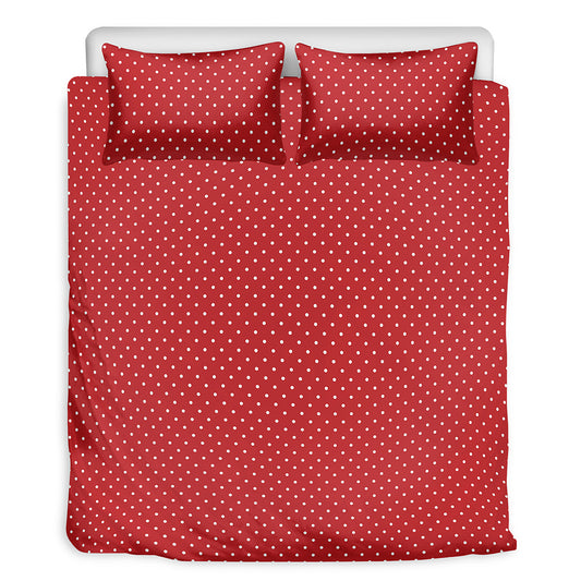 Red And White Polka Dot Print Duvet Cover Bedding Set