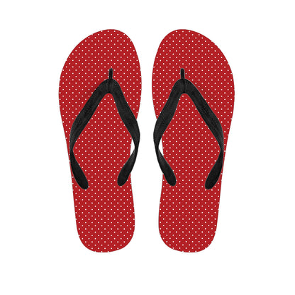 Red And White Polka Dot Print Flip Flops