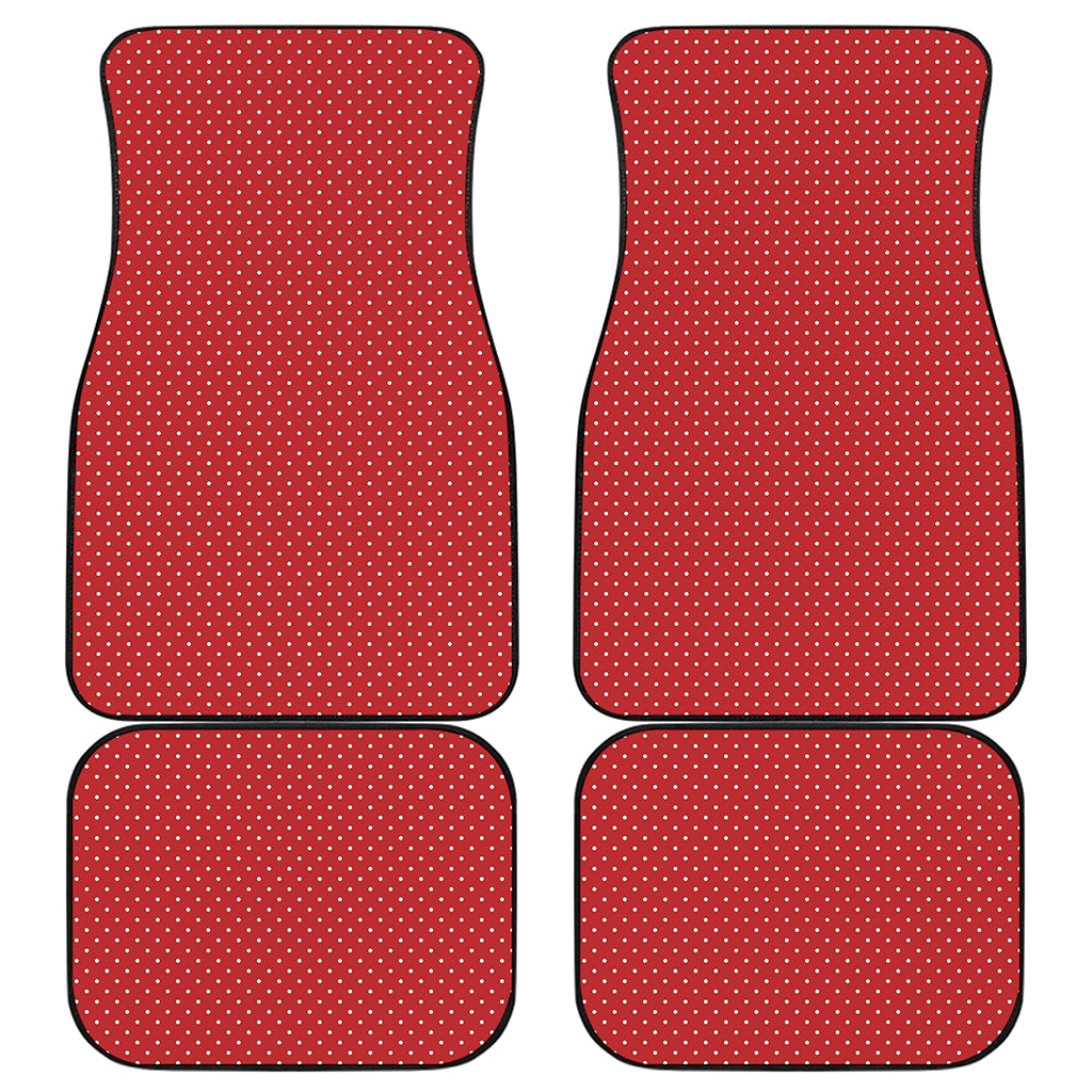 Red And White Polka Dot Print Front and Back Car Floor Mats